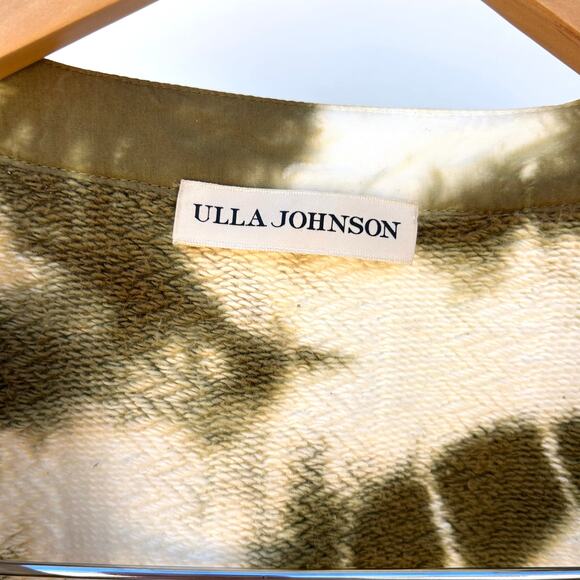 Ulla Johnson Olive and Cream Tie-Dye V-Neck Sweatshirt - Picture 4 of 9